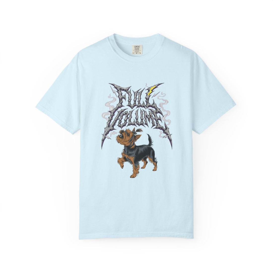 Chambray — Front | Yorkshire Terrier 'Full Volume' Garment-Dyed Tee