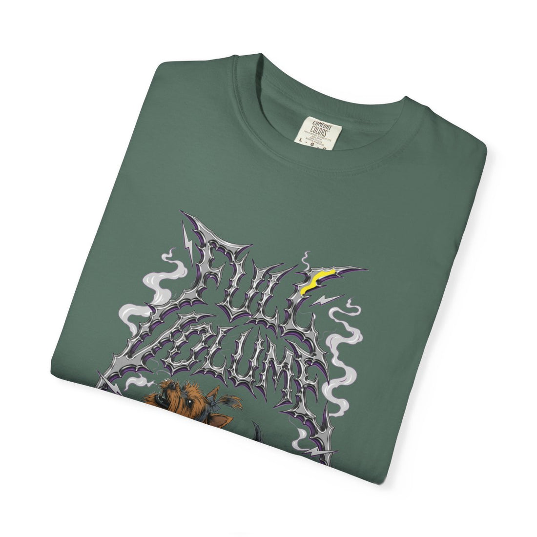Blue Spruce — Folded | Yorkshire Terrier 'Full Volume' Garment-Dyed Tee