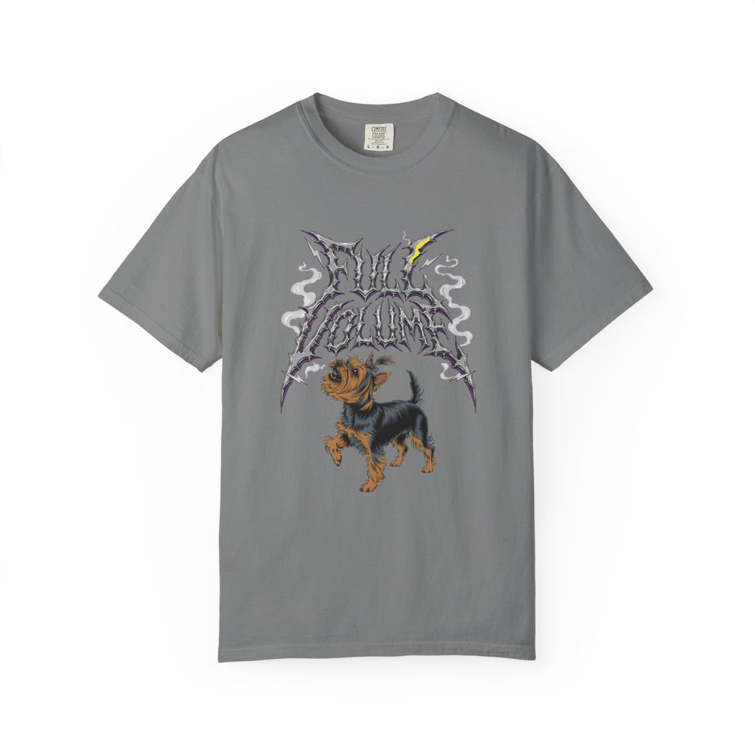 Grey — Front | Yorkshire Terrier 'Full Volume' Garment-Dyed Tee