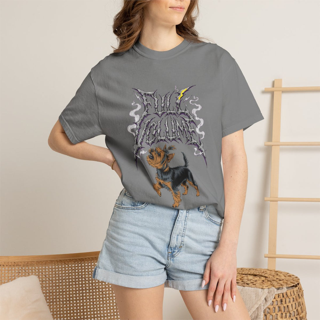 Grey — Lifestyle | Yorkshire Terrier 'Full Volume' Garment-Dyed Tee