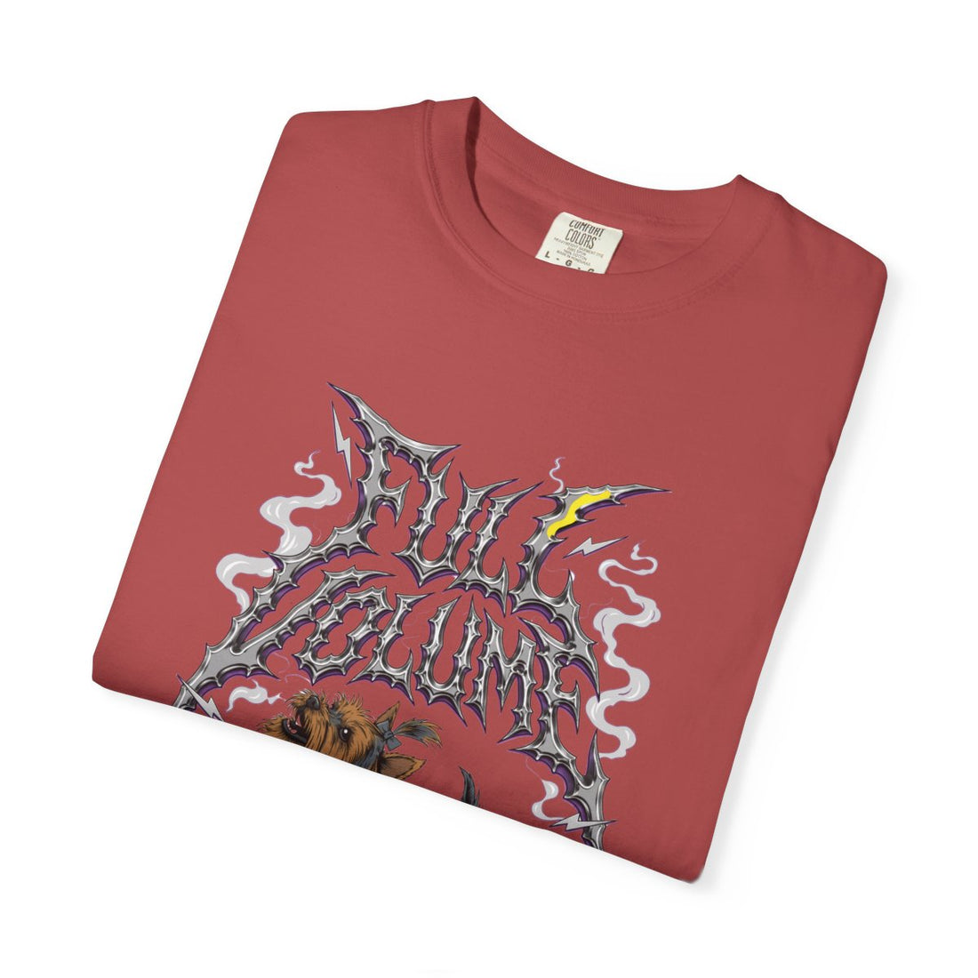 Crimson — Folded | Yorkshire Terrier 'Full Volume' Garment-Dyed Tee