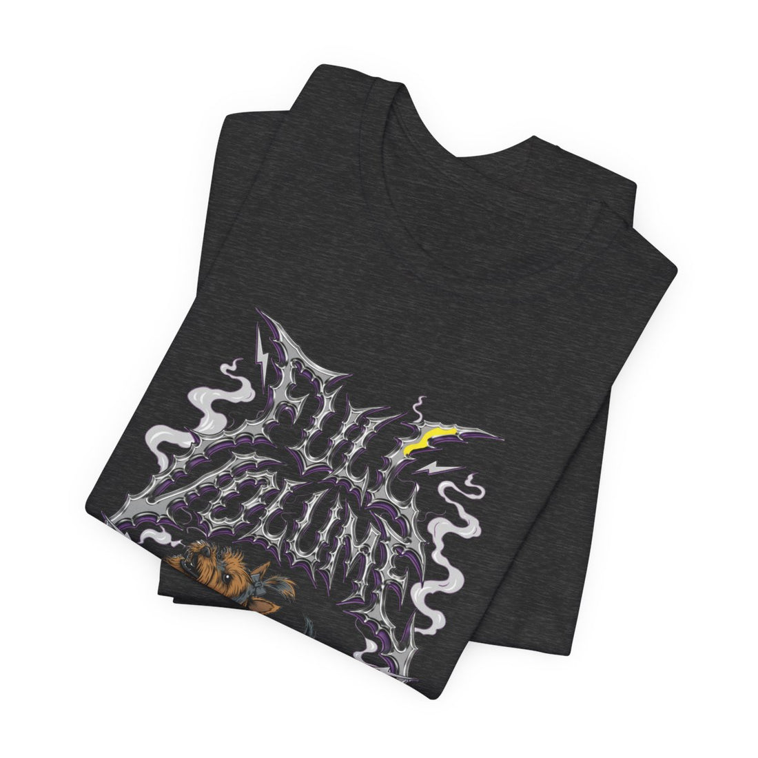 Dark Grey Heather — Folded | Yorkshire Terrier 'Full Volume' Tee