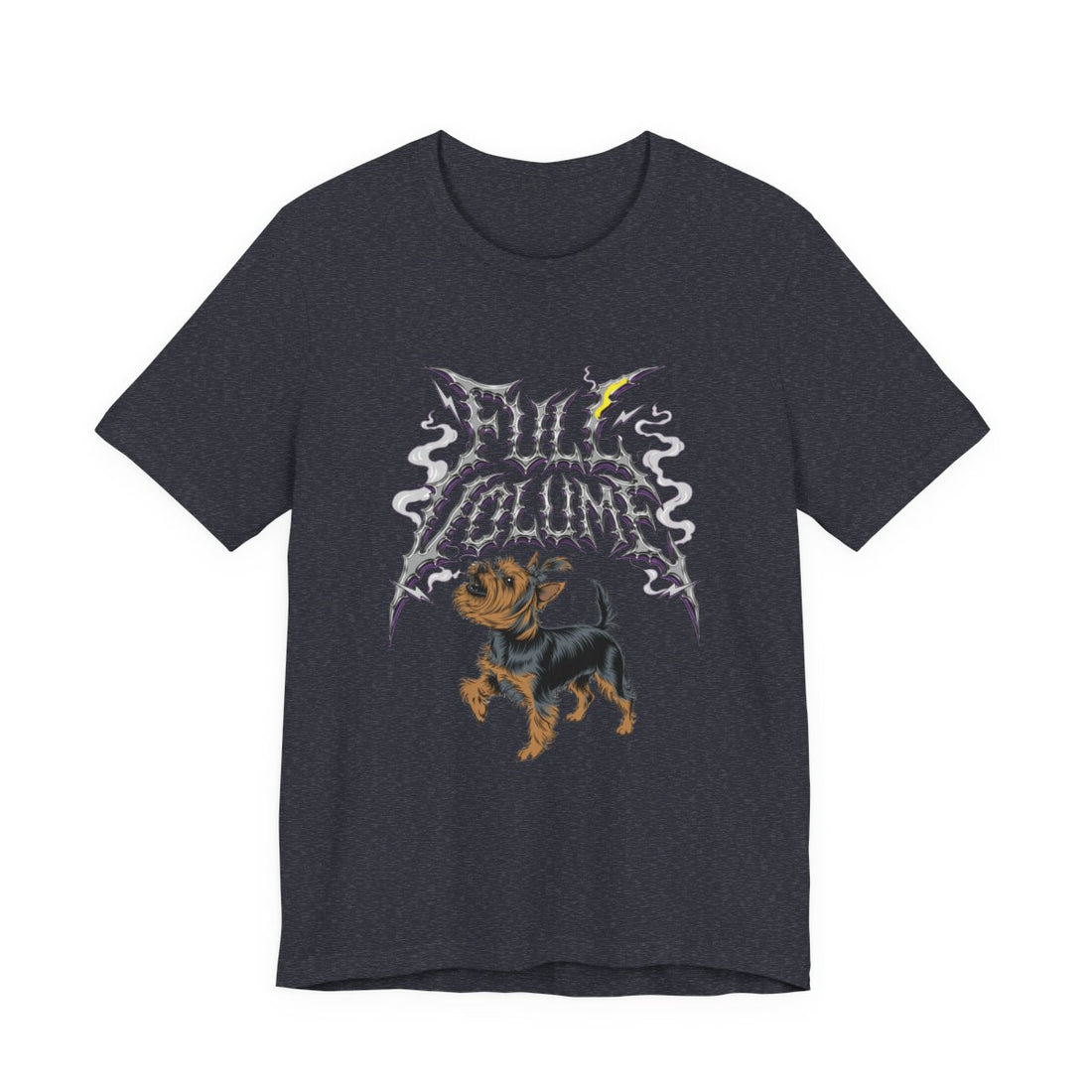 Heather Navy — Front | Yorkshire Terrier 'Full Volume' Tee