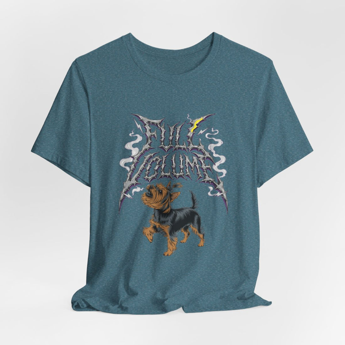Heather Deep Teal — Hanging | Yorkshire Terrier 'Full Volume' Tee