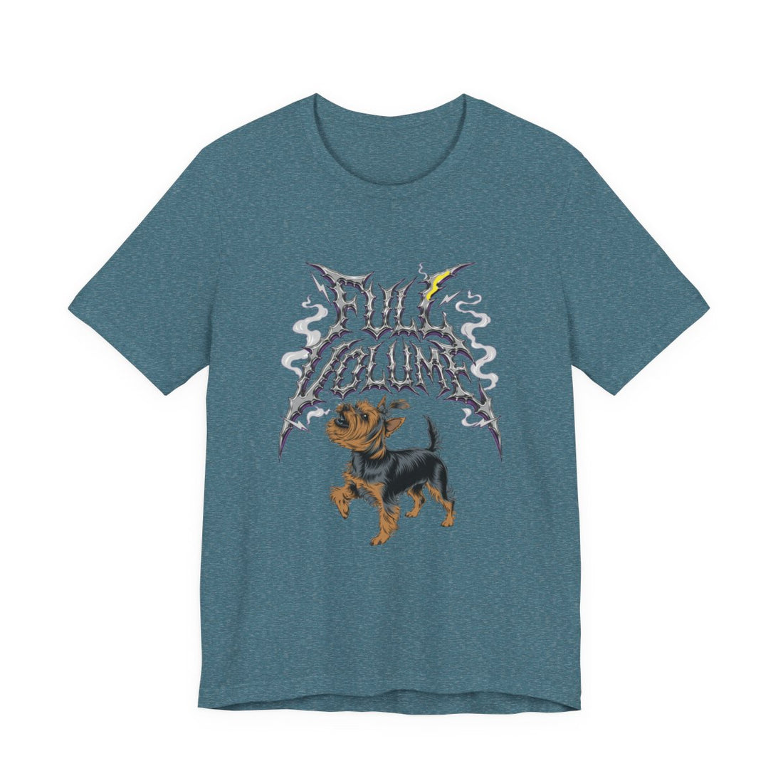 Heather Deep Teal — Front | Yorkshire Terrier 'Full Volume' Tee