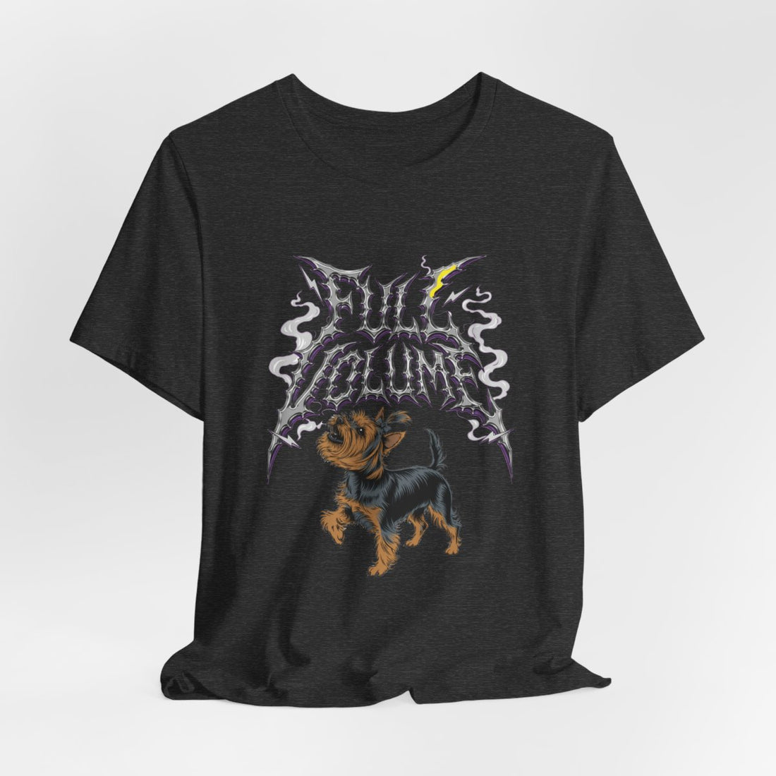Dark Grey Heather — Hanging | Yorkshire Terrier 'Full Volume' Tee