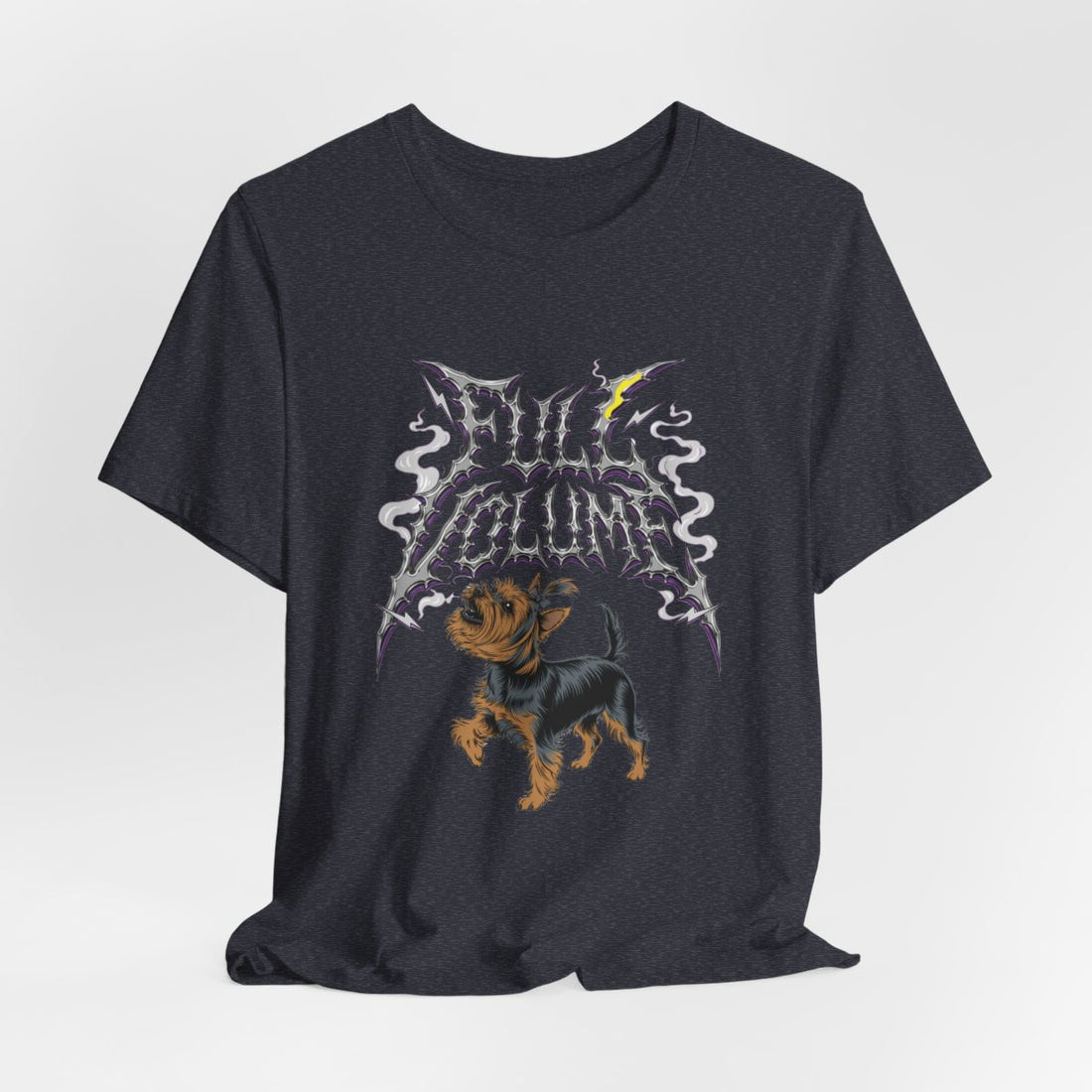 Heather Navy — Hanging | Yorkshire Terrier 'Full Volume' Tee