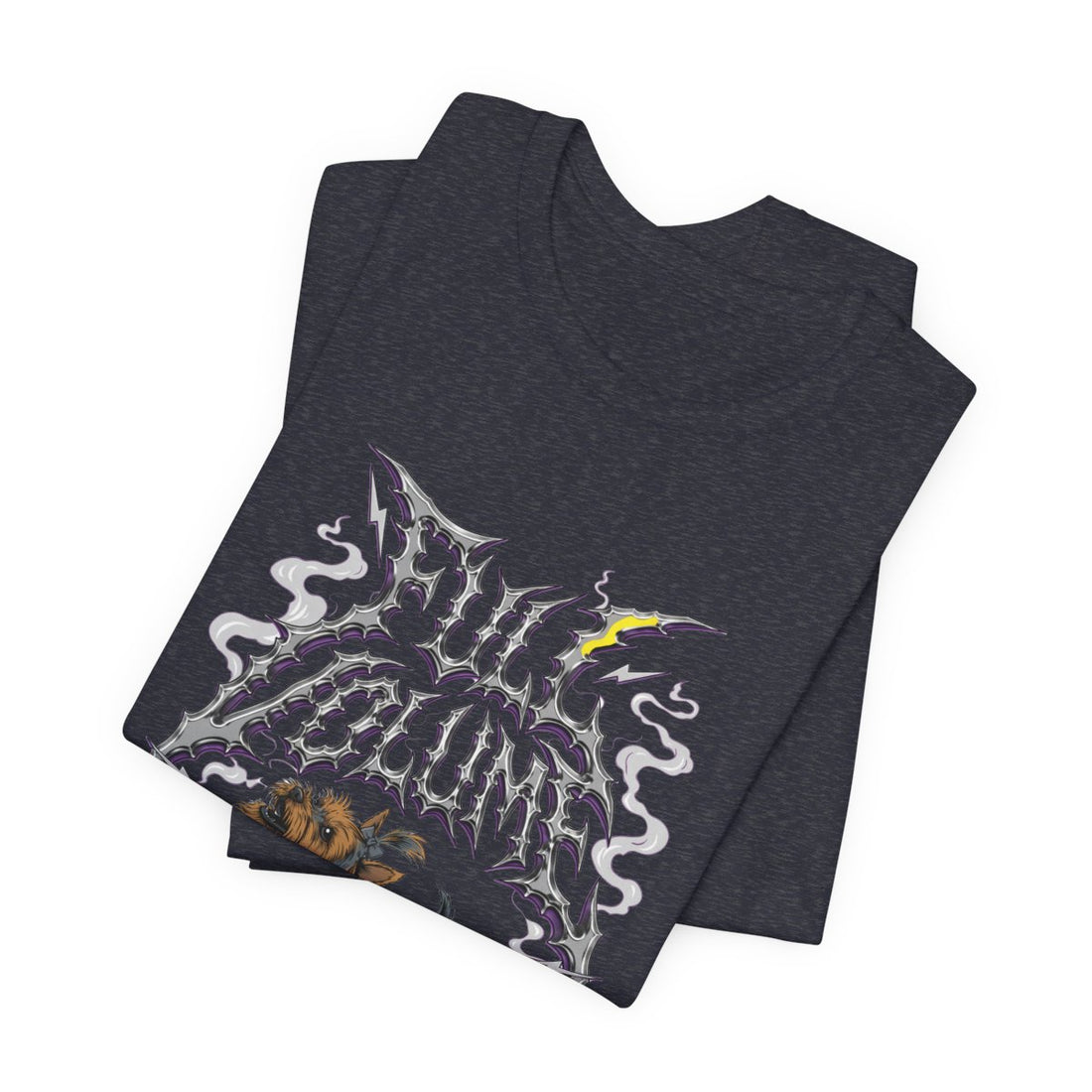 Heather Navy — Folded | Yorkshire Terrier 'Full Volume' Tee