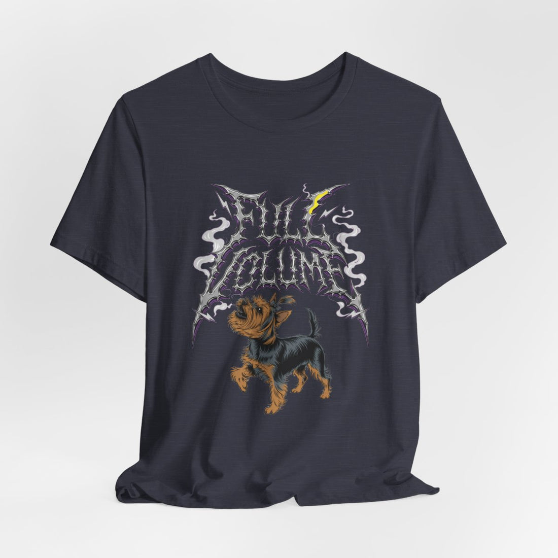 Heather Midnight Navy — Hanging | Yorkshire Terrier 'Full Volume' Tee